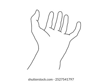Outlines of open palms with empty place for you design, hands are carefully holding and protecting something, isolated over white background