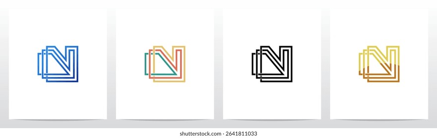 Outlines Parallel Lines Knit Initial Letter Logo Design N