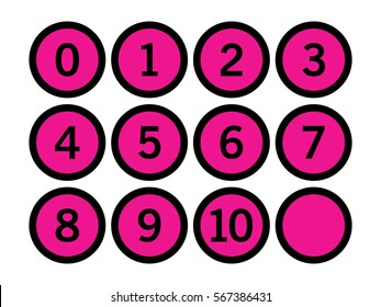 Outlines pink circle icon with numbers inside on white background