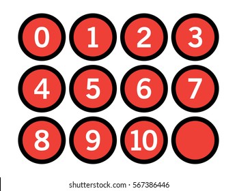 Outlines red circle icon with numbers inside on white background