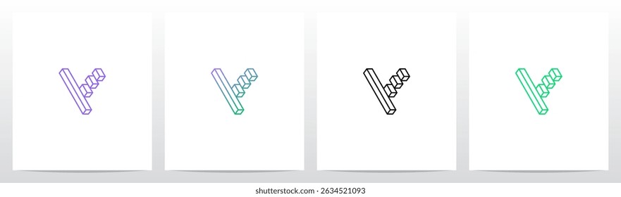 Outlines Strokes Rectangular Cuboid Block Diagonal Initial Letter Logo Design Y