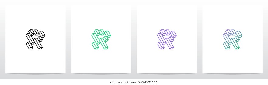 Outlines Strokes Rectangular Cuboid Block Diagonal Initial Letter Logo Design R