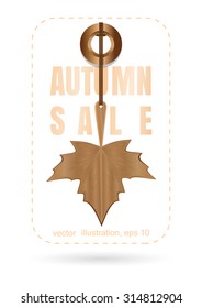 Outlines tag autumn sale, vector illustration