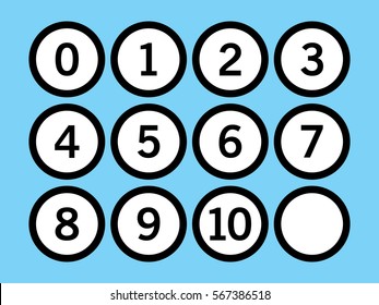 Outlines white circle icon with numbers inside on blue background