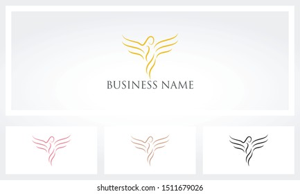 Outlines Of Women With Wings Logo