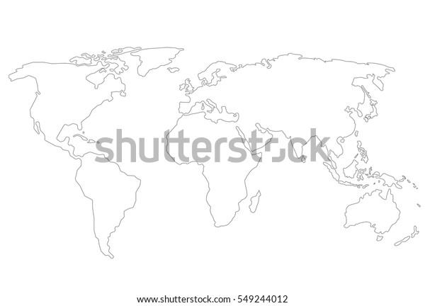 outlines world map isolated on white stock vector royalty