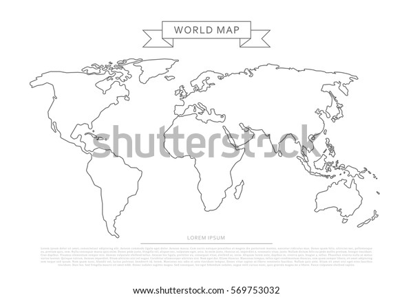 outlines world map isolated on white stock vector royalty