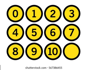 Outlines yellow circle icon with numbers inside on white background