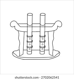 Ilustración vectorial de flauta estilo contorno con trazos limpios y detalles mínimos. Ideal para páginas para colorear, herramientas educativas, conceptos de logotipos y proyectos gráficos con temas musicales modernos. Totalmente escalable.