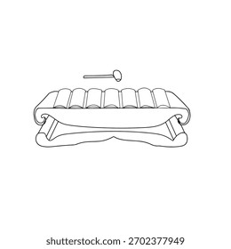 Outline-style saron vector with neat linear details. Suitable for educational materials, design concepts, modern cultural visuals, and coloring-style graphics.