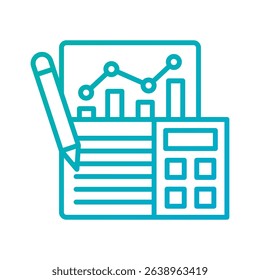 An outline-style vector illustration of accounting management, created as part of a financial strategy set. Perfect for business presentations, websites, marketing materials, and editorial use. 