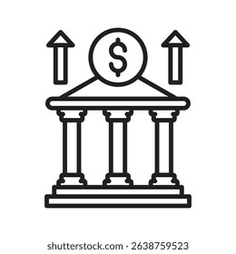 An outline-style vector illustration of bank profits, created as part of a financial strategy set. Perfect for business presentations, websites, marketing materials, and editorial use.