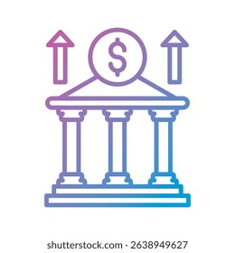 An outline-style vector illustration of bank profits, created as part of a financial strategy set. Perfect for business presentations, websites, marketing materials, and editorial use.