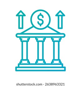 An outline-style vector illustration of bank profits, created as part of a financial strategy set. Perfect for business presentations, websites, marketing materials, and editorial use.