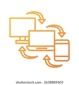 An outline-style vector illustration of cross platform measurement, created as part of a financial strategy set. Perfect for business presentations, websites, marketing materials, and editorial use.