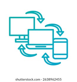 An outline-style vector illustration of cross platform measurement, created as part of a financial strategy set. Perfect for business presentations, websites, marketing materials, and editorial use