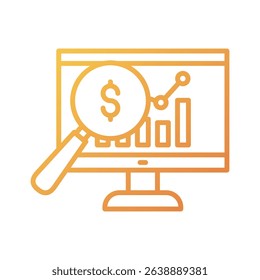 An outline-style vector illustration of data analysis, created as part of a financial strategy set. Perfect for business presentations, websites, marketing materials, and editorial use.