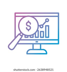 An outline-style vector illustration of data analysis, created as part of a financial strategy set. Perfect for business presentations, websites, marketing materials, and editorial use. 