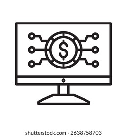 An outline-style vector illustration of digital currency, created as part of a financial strategy set. Perfect for business presentations, websites, marketing materials, and editorial use.