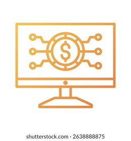 An outline-style vector illustration of digital currency, created as part of a financial strategy set. Perfect for business presentations, websites, marketing materials, and editorial use.