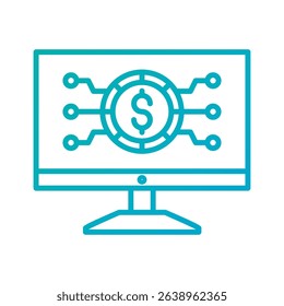 An outline-style vector illustration of digital currency, created as part of a financial strategy set. Perfect for business presentations, websites, marketing materials, and editorial use.