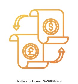 An outline-style vector illustration of exchange report, created as part of a financial strategy set. Perfect for business presentations, websites, marketing materials, and editorial use