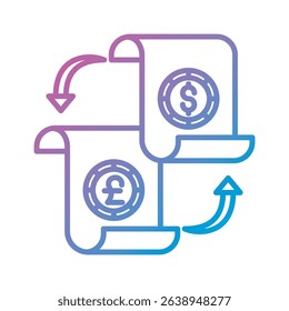 An outline-style vector illustration of exchange report, created as part of a financial strategy set. Perfect for business presentations, websites, marketing materials, and editorial use.