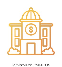 An outline-style vector illustration of financial institution, created as part of a financial strategy set. Perfect for business presentations, websites, marketing materials, and editorial use.