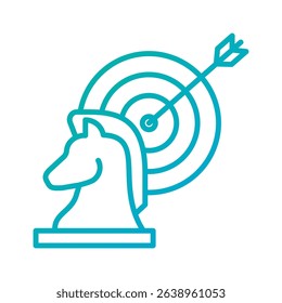 An outline-style vector illustration of goal strategy, created as part of a financial strategy set. Perfect for business presentations, websites, marketing materials, and editorial use.