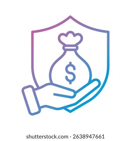 An outline-style vector illustration of investment protection, created as part of a financial strategy set. Perfect for business presentations, websites, marketing materials, and editorial use.
