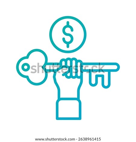 An outline-style vector illustration of key succes, created as part of a financial strategy set. Perfect for business presentations, websites, marketing materials, and editorial use. 