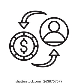 An outline-style vector illustration of return visitors, created as part of a financial strategy set. Perfect for business presentations, websites, marketing materials, and editorial use.