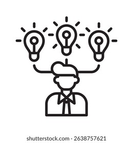 An outline-style vector illustration of rich ideas, created as part of a financial strategy set. Perfect for business presentations, websites, marketing materials, and editorial use