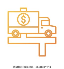 An outline-style vector illustration of road show, created as part of a financial strategy set. Perfect for business presentations, websites, marketing materials, and editorial use.
