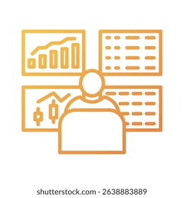 An outline-style vector illustration of trader, created as part of a financial strategy set. Perfect for business presentations, websites, marketing materials, and editorial use