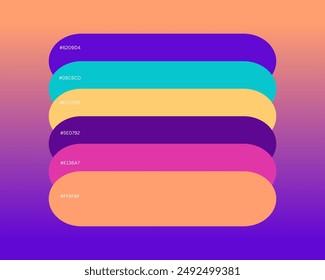 Outlook Color Scheme has six beautiful colors, a color swatch, catalog samples, and trendy multicolored pallets. Vector illustration
