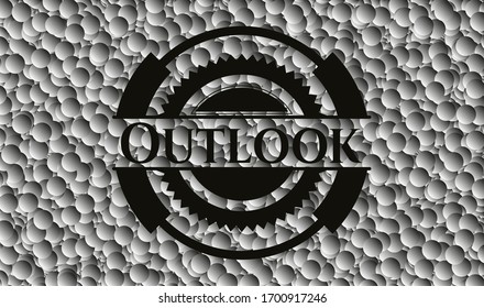 Outlook dark emblem with grey bubbles background. Retro. Vector Illustration. Detailed.