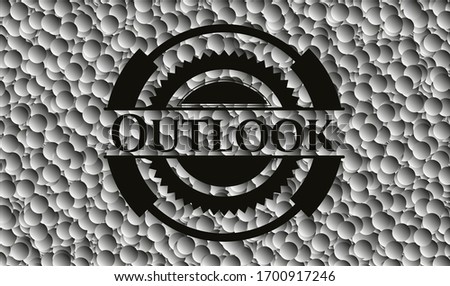 Outlook dark emblem with grey bubbles background. Retro. Vector Illustration. Detailed.
