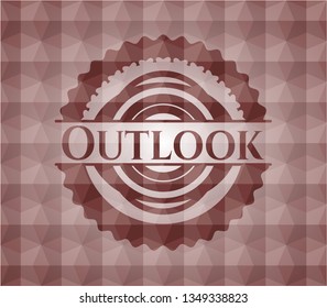 Outlook red emblem with geometric pattern. Seamless.