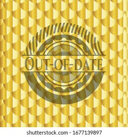 Out-of-date golden emblem. Scales pattern. Vector Illustration. Detailed.