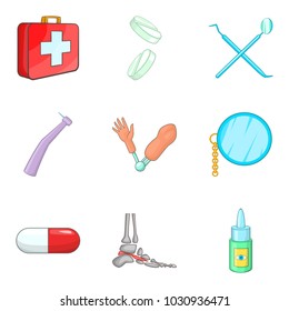 Outpatient treatment icons set. Cartoon set of 9 outpatient treatment vector icons for web isolated on white background