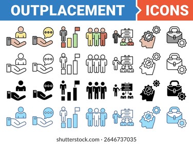 Outplacement icon set with multiple style collection.