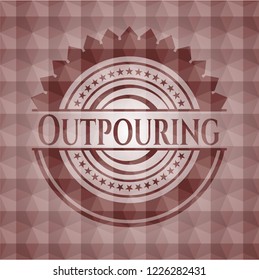 Outpouring red emblem with geometric background. Seamless.