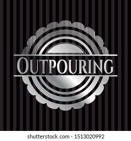 Outpouring silver badge. Vector Illustration. Mosaic.