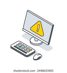 An output device displaying a yellow warning triangle symbol