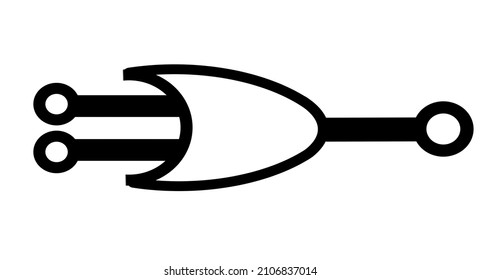 Output electronic component, vector icon flat design concept. Electricity physics scheme for education. Black on white background