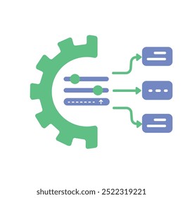 Output Formatting Icon. Representing Data Presentation. AI Output Structuring. Model Output Formatting. System Output Adjustment. Vector Editable icon.