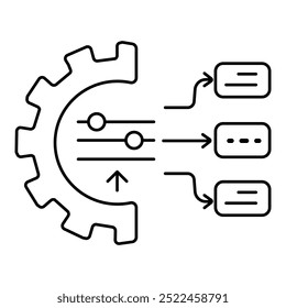 Output Formatting Icon. Representing Data Presentation. AI Output Structuring. Model Output Formatting. System Output Adjustment. Vector Editable icon.