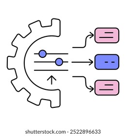 Output Formatting Icon. Representing Data Presentation. AI Output Structuring. Model Output Formatting. System Output Adjustment. Vector Editable icon.