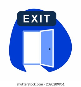 Output icon sign emblem logo. Vector illustration. Mark fire exit. Applied to a T-shirt. Use for poster postcards.